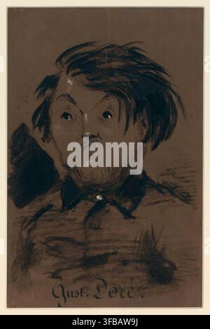 Une caricature de Gustave Doré, un artiste français, par Nadar, un photographe et caricaturiste français, des années 1850. Banque D'Images