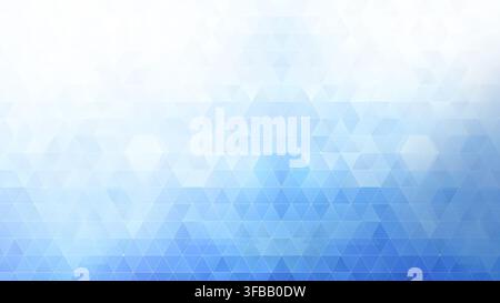 Fond abstrait composé de nombreux triangles superposés blancs, bleu clair et bleu. Fond géométrique haute résolution en forme de triangle avec espace de copie. Banque D'Images