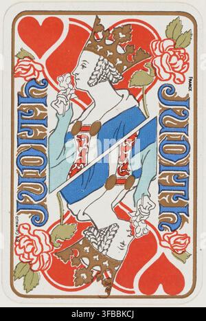 Une gravure de 1900 d'une carte à jouer pour le jeu de Whist, imprimée par Jacquet, France, avec le nom Crimaud. Banque D'Images