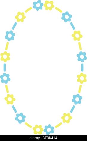 Cadre avec éléments floraux colorés. Modèle graphique de couronne. Joli cadre vide Illustration de Vecteur