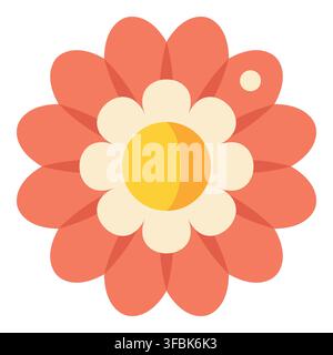 Icône de fleur colorée représentant la nature, la floraison du printemps, l'été et la décoration dans un style de graphisme plat Illustration de Vecteur