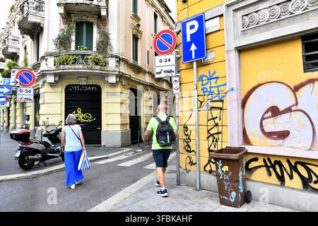 Peintures et tags d'art de rue Milan - Italie Banque D'Images