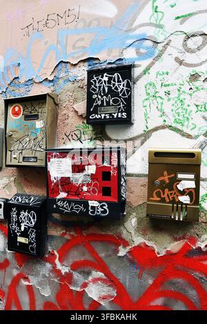 Peintures et tags d'art de rue Milan - Italie Banque D'Images