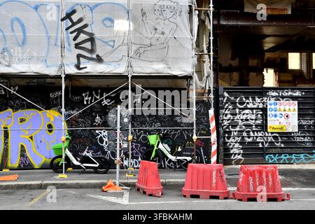 Peintures et tags d'art de rue Milan - Italie Banque D'Images