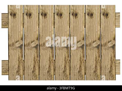 Clôture en bois faite de planches avec des clous, clôture sur fond isolé Banque D'Images