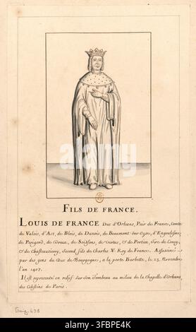 Un portrait de Louis de France, duc d'Orléans, dessiné dans une représentation formelle, identifié comme le deuxième fils de Charles V, roi de France, et assassiné en 1407. Banque D'Images