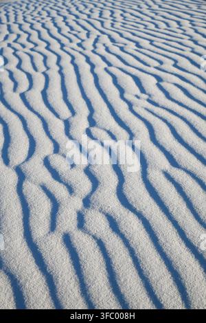 Des courbes douces et des vagues de sable fin créent un paysage époustouflant, reflétant la lumière du soleil et invitant à l'exploration. Banque D'Images