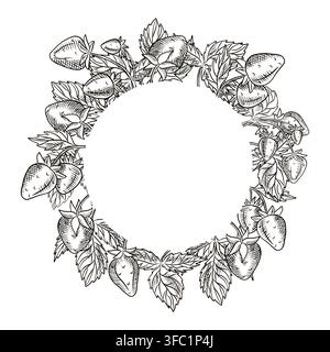 Cadre vectoriel avec des baies. Baies, fraises, cadre, myrtilles, menus, emballages, étiquettes, design Illustration de Vecteur