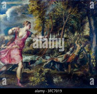 Tiziano Vecellio dit Titien, La Mort d'Actéon, peinture à l'huile sur toile, 1559-1575 Banque D'Images