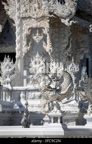 Wat Rong Khun (Temple blanc) Chiang Rai, Thaïlande Banque D'Images