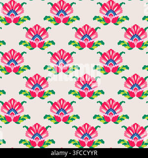 Vecteur floral folklorique rose vif Illustration de Vecteur