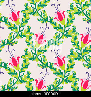 Motif vectoriel de vigne florale rose vif Illustration de Vecteur