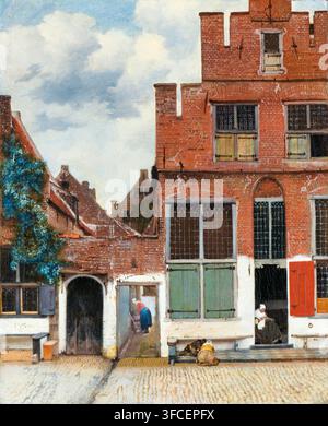 Johannes Vermeer, Vue des maisons à Delft, connue sous le nom de ‚La petite rue‘, peinture à l'huile sur toile, vers 1658 Banque D'Images