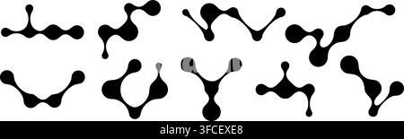 Métaballe géométrique abstraite fusionnant un blob organique fluide, avec un point circulaire reliant une illustration vectorielle de ligne. Illustration de Vecteur