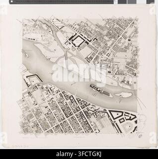 Une carte détaillée du XIXe siècle de Saint-Pétersbourg, en Russie, datée de 1828, montrant l'aménagement urbain et les voies d'eau de la ville. Banque D'Images