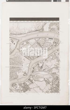Une carte détaillée du XIXe siècle de Saint-Pétersbourg, en Russie, datée de 1828, montrant la disposition de la ville, les voies d'eau et les environs. Banque D'Images