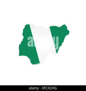 Nigeria - silhouette de la carte du pays remplie du drapeau national. Illustration vectorielle plate simple. Illustration de Vecteur