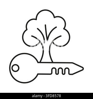 Arbre poussant à partir d'une clé de porte en vecteur noir Illustration de Vecteur