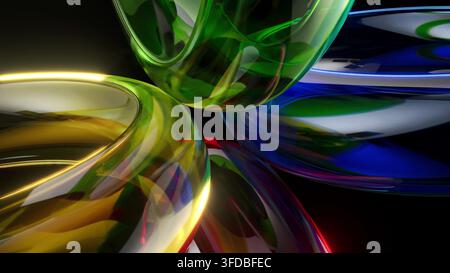 Anneaux en verre coloré fond rendu 3D Banque D'Images
