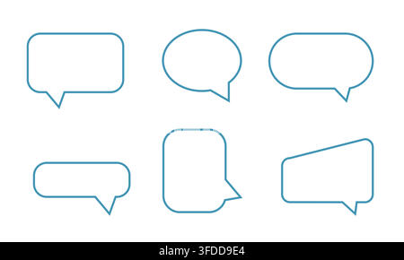 Ensemble de vecteurs de bulles de dialogue bleu pour chat, messagerie, communication et éléments de conception graphique d'interface utilisateur Illustration de Vecteur