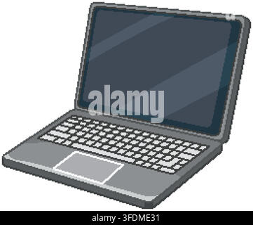 Une illustration vectorielle propre d'un ordinateur portable gris ouvert avec un écran sombre vierge. Illustration de Vecteur