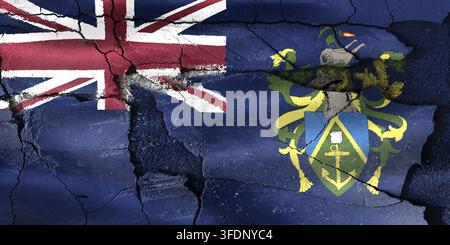Fissure du drapeau des îles Pitcairn représentant des questions politiques et économiques Banque D'Images