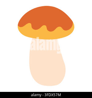 Illustration vectorielle d'un champignon forestier brun comestible isolé sur blanc. Idéal pour les recettes de cuisine d'automne, les bannières de récolte, les designs naturels et botaniques Illustration de Vecteur