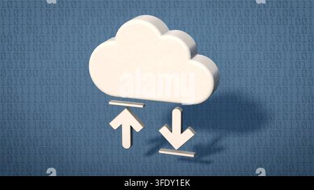 Nuage 3D avec flèches pour le téléversement et le téléchargement, image symbolique sur le thème du cloud computing, du stockage de données numériques, de la transmission de données, de l'échange de données, du téléversement et du téléchargement, etc. *** Nuage 3D avec flèches de téléversement et de téléchargement, image d’archive liée au cloud computing, au stockage numérique de données, à la transmission de données, à l’échange de données, au téléversement et au téléchargement, etc. Banque D'Images