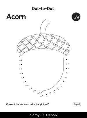 Page de livre d'activités de puzzle « relie les points » avec une jolie glande pour enfants Illustration de Vecteur