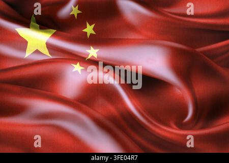 Drapeau de la Chine - drapeau de tissu d'ondulation réaliste Banque D'Images