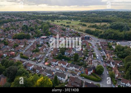 Image aérienne de la forêt de Blackley et du quartier suburbain de Manchester Banque D'Images