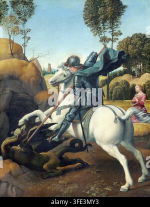 Saint Georges et le Dragon, 1506, Peinture de Raphaël Banque D'Images