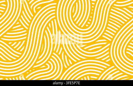 Motif sans couture de nouilles ramen asiatiques avec des torsades enroulées. Motif sans couture de pâtes italiennes avec des lignes entrelacées en boucles pour les emballages de spaghettis Illustration de Vecteur