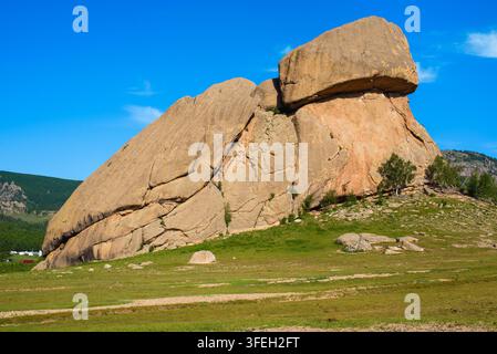 Vue panoramique du célèbre Rocher de la Tortue dans le parc national de Gorkhi Terelj, en Mongolie Banque D'Images