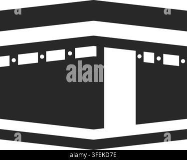 Icône minimaliste noire de la Kaaba représentant le pèlerinage islamique, le hadj et l'umra pour des concepts de design religieux. Illustration de Vecteur