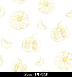 Motif sans couture de citrouille vectorielle. Graines de légumes, illustration graphique dessinée à la main isolée. Halloween automne parfait pour la récolte et Thanksgiving Illustration de Vecteur