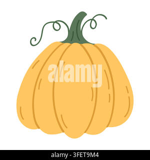Simple citrouille jaune d'automne isolée sur fond blanc. Illustration vectorielle Illustration de Vecteur