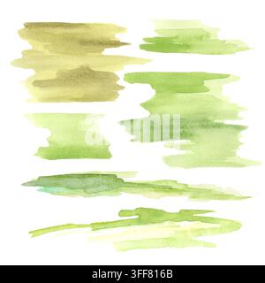 Ensemble de traits d'aquarelle. Illustration originale aquarellée dessinée à la main, isolée sur fond blanc Banque D'Images