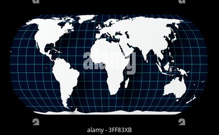 Projection cartographique Eckert IV - rendu 3D isolé sur fond transparent Banque D'Images