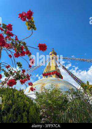 Stupa de Boudha (ou Boudhanath), site bouddhiste célèbre à Kathmandu, Népal Banque D'Images