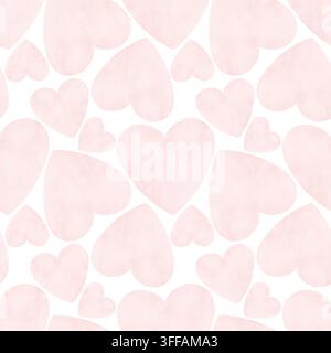 Motif sans joint dessiné à la main avec des cœurs rose doux Banque D'Images