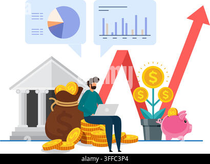 Illustration de stock sur le concept de gestion de la richesse financière et de croissance des entreprises Illustration de Vecteur