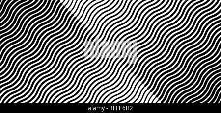 Motif demi-teinte avec des lignes ondulées créant une transition en dégradé fluide des rayures minces aux rayures épaisses. Fond vectoriel avec courbe diagonale géométrique fluide et texture ondulée. Illustration de Vecteur