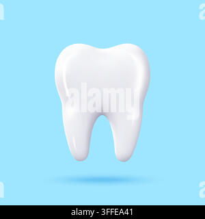 Denture blanche rendue en 3D sur fond bleu Illustration de Vecteur