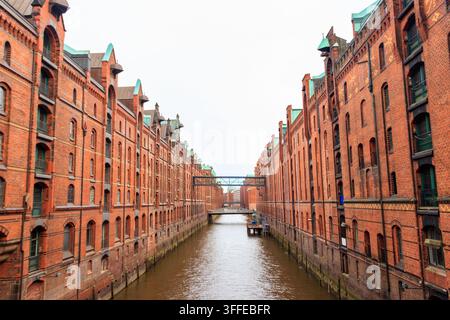 Quartier d'entrepôts Speicherstadt à Hambourg, Allemagne Banque D'Images