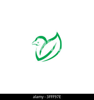 Conception de logo Feuille d'oiseau. Icône d'oiseau vert avec des feuilles pour les affaires écologiques Illustration de Vecteur