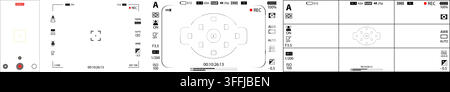 Pack d'overlay de prise de vue pour smartphone, appareil photo reflex isolé sur fond transparent. Affichage de la caméra enregistreuse 16:9, 4:3, 21:9. Écran d'enregistrement vidéo ou photo. Visor Illustration de Vecteur