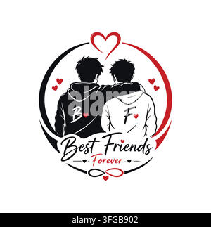 Conception de logo moderne Best Friends Forever pour le branding professionnel Illustration de Vecteur