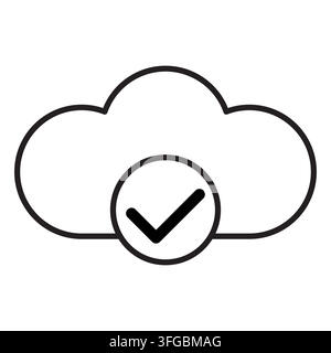Icône vectorielle technique de vérification de succès avec marque de validation dans le nuage Illustration de Vecteur