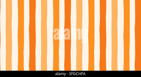 Motif vectoriel sans couture à rayures orange irrégulières peintes à la main, lignes ondulées pour les designs d'automne et de Thanksgiving Illustration de Vecteur